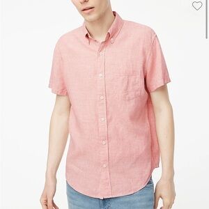 J crew Short-sleeve linen-blend shirt Seasoned Red Houndstooth